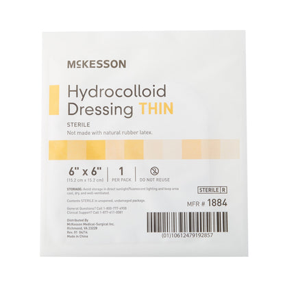 McKesson Thin Hydrocolloid Dressing Film Backing 6 X 6 Inch Square Hydrocolloid / Film (882983_CS)