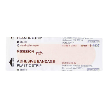 McKesson Kids™ Adhesive Strip 3/4 X 3 Inch Plastic Rectangle Neon Sterile (1055592_BX)