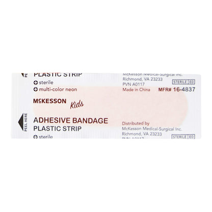 McKesson Kids™ Adhesive Strip 3/4 X 3 Inch Plastic Rectangle Neon Sterile (1055592_BX)