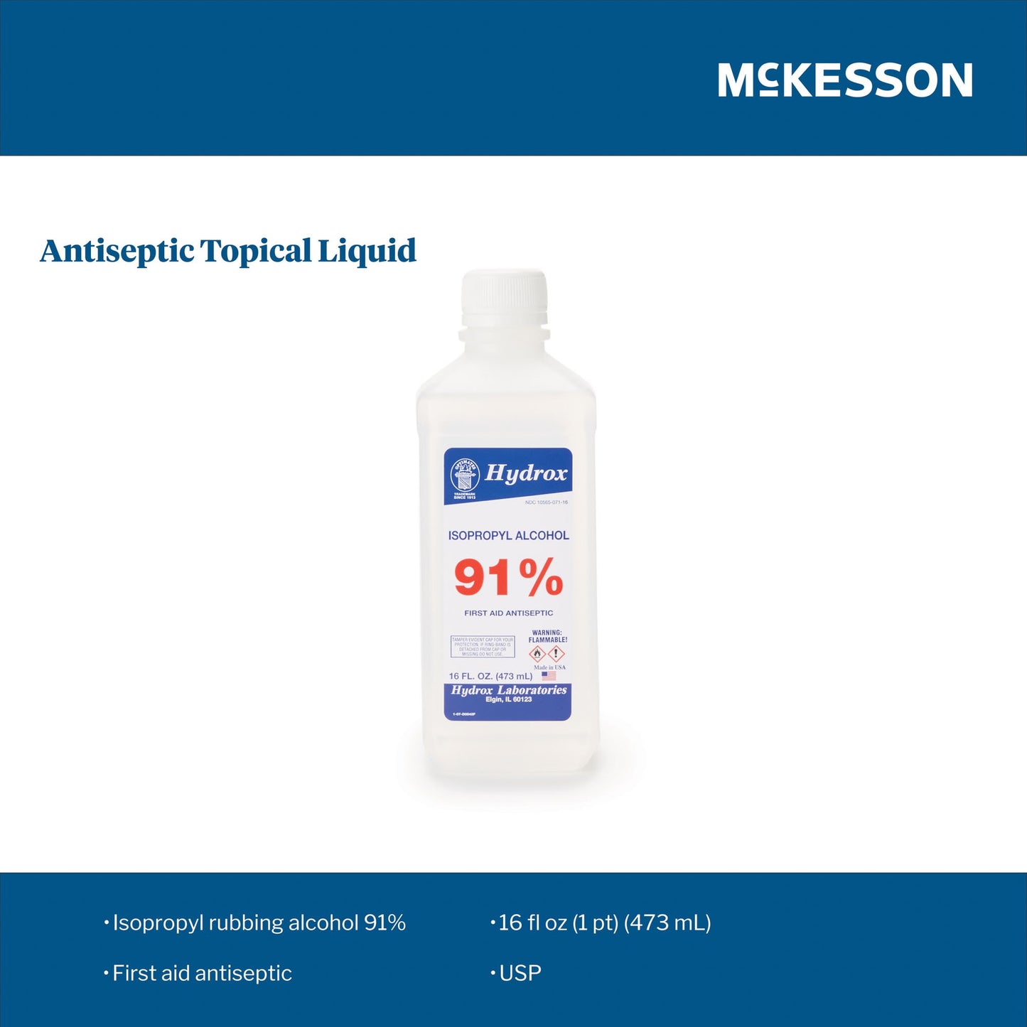 McKesson Brand Antiseptic Isopropyl Alcohol Topical Liquid 16 oz. Bottle (704316_CS)