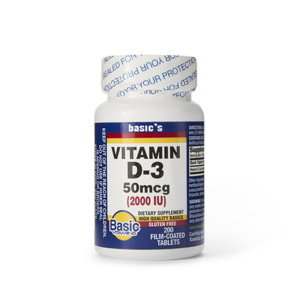Basic's Dietary Supplement Vitamin D3 2,000 IU Strength Tablet 200 per Bottle (834717_BT)
