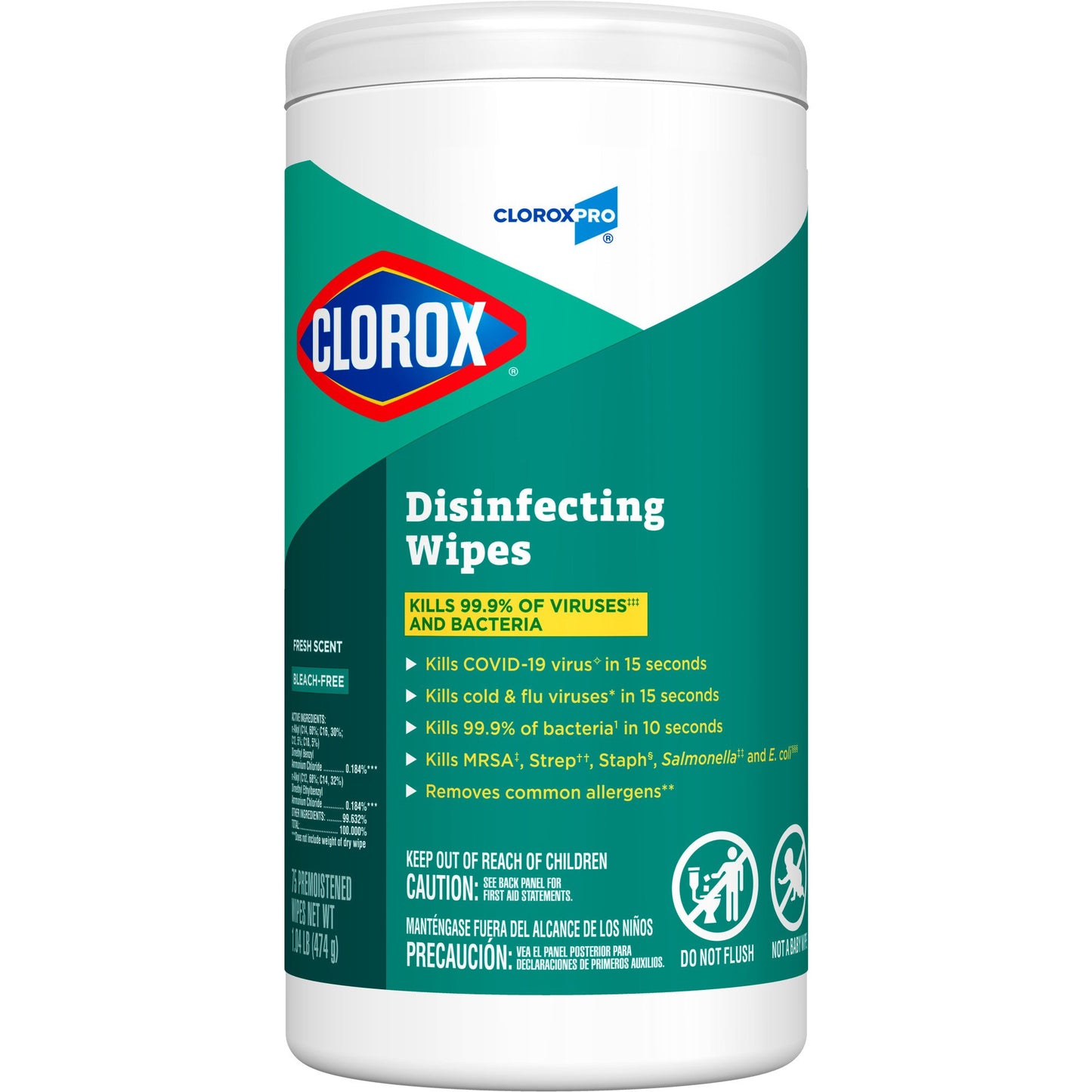 CloroxPro™ Clorox® Surface Disinfectant Premoistened Manual Pull Wipe 75 Count Canister Fresh Scent NonSterile (908190_BX)