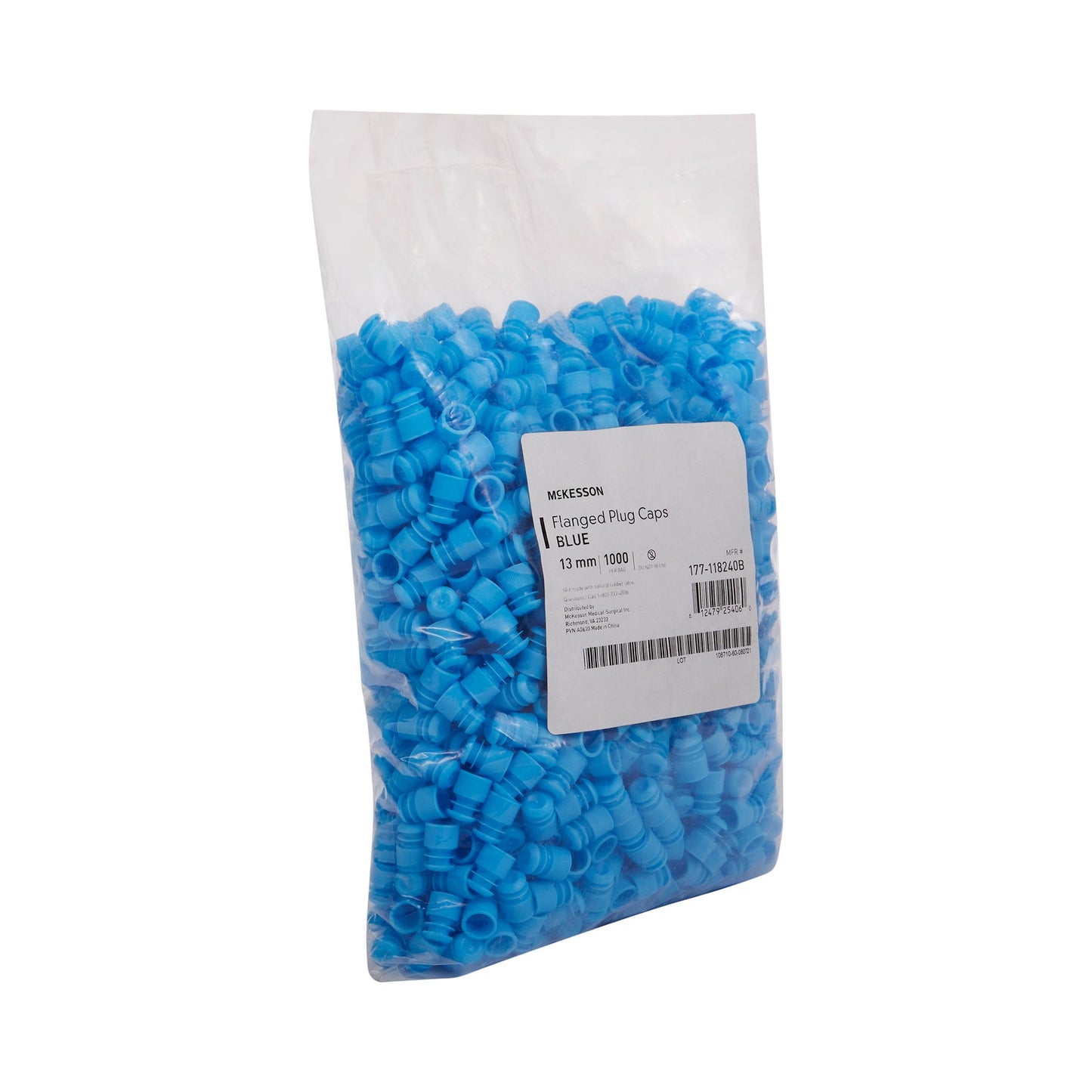 McKesson Tube Closure Polyethylene Flanged Plug Cap Blue 13 mm For Use with 13 mm Blood Drawing Tubes, Glass Test Tubes, Plastic Culture Tubes NonSterile (1175277_BG)