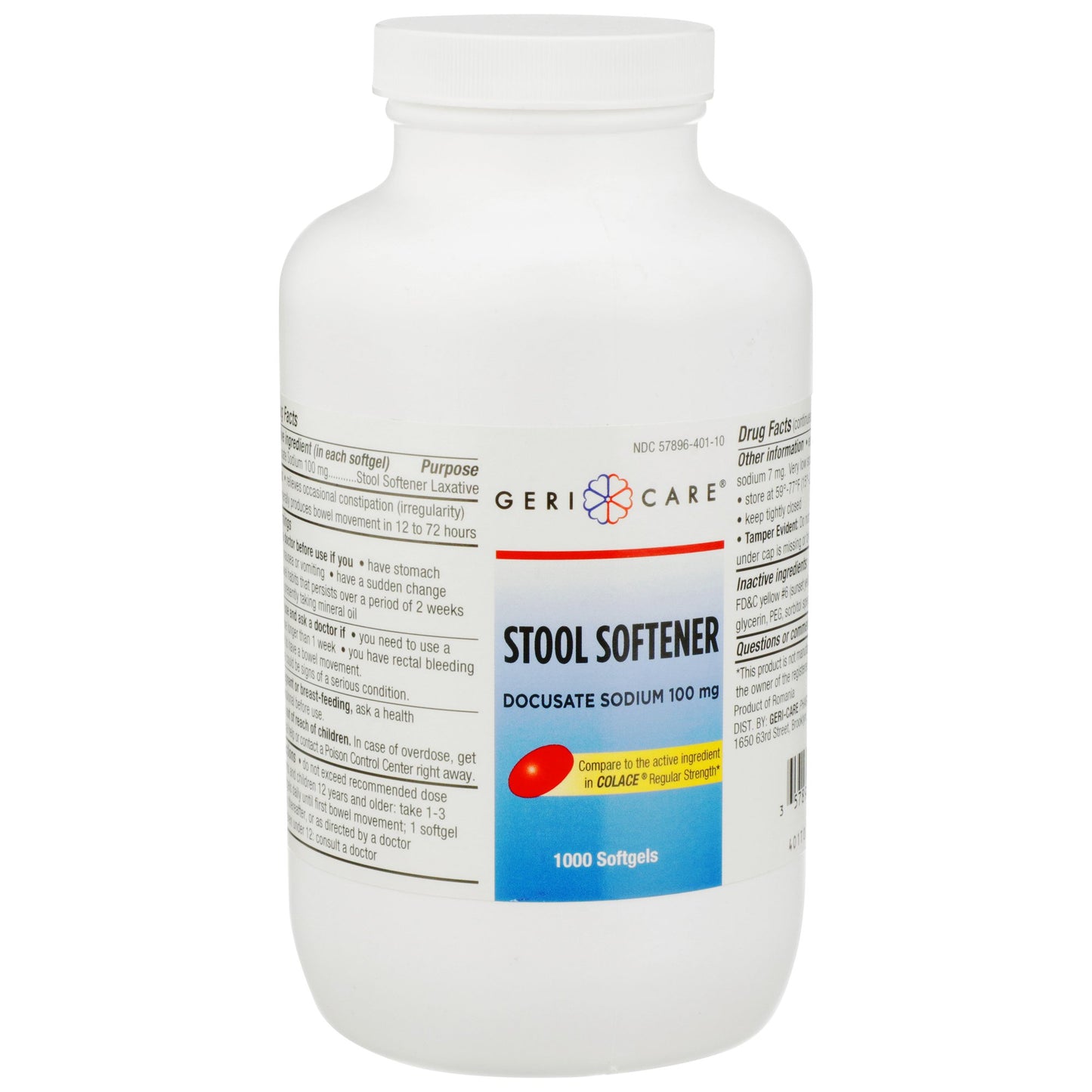 Geri-Care® Stool Softener Softgel 1,000 per Bottle 100 mg Strength Docusate Sodium (555682_BT)