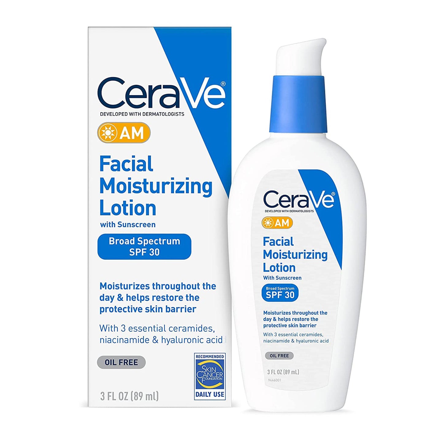 CeraVe® AM Facial Moisturizer with Sunscreen 3 oz. Pump Bottle Unscented Lotion (1229989_EA)