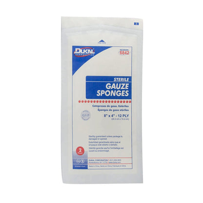 Dukal™ Gauze Sponge 4 X 8 Inch 12-Ply Sterile 2 per Pack (1029665_PK)