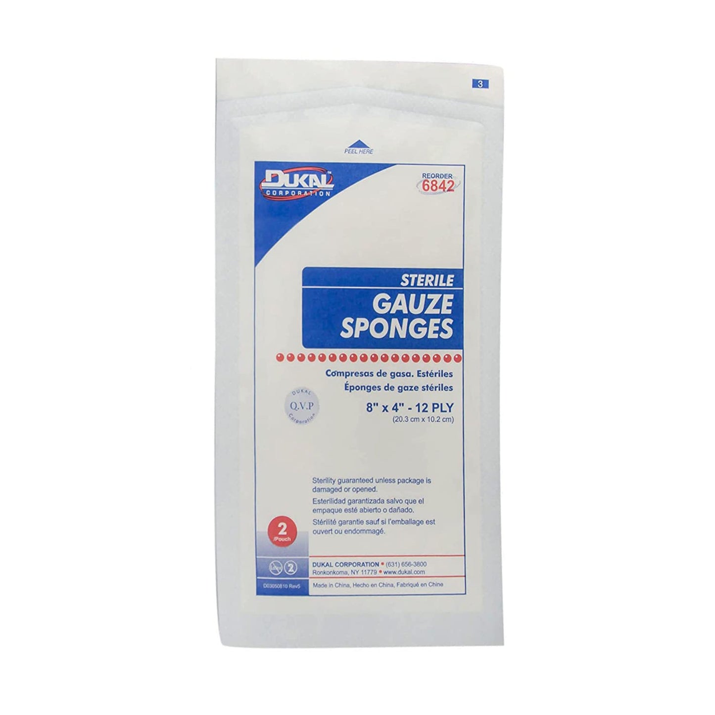 Dukal™ Gauze Sponge 4 X 8 Inch 12-Ply Sterile 2 per Pack (1029665_CS)