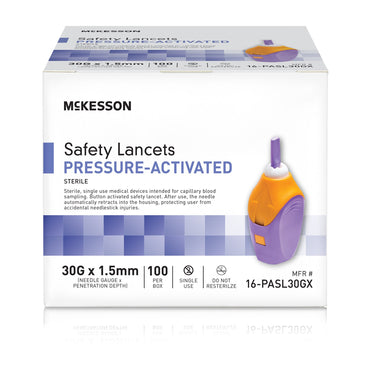 McKesson Safety Lancet 30 Gauge Retractable Pressure Activated Finger (1217983_CS)