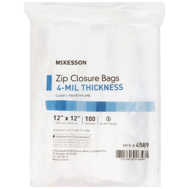 McKesson Reclosable Bag 12 X 12 Inch Polyethylene Clear Zipper Closure (957786_BX)
