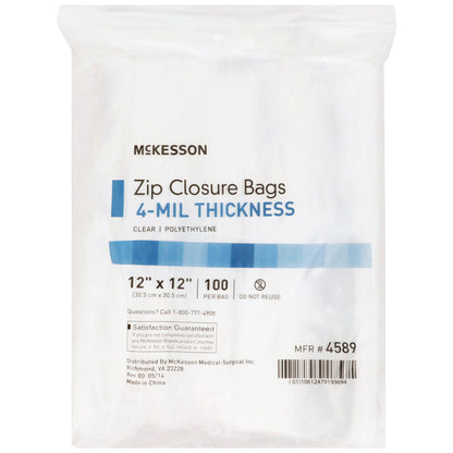 McKesson Reclosable Bag 12 X 12 Inch Polyethylene Clear Zipper Closure (957786_CS)