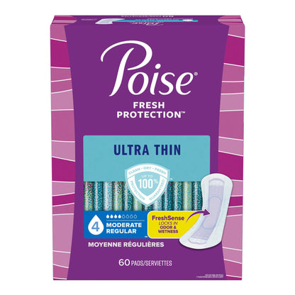 Poise® Fresh Protection™ Ultra Thin Bladder Control Pad 9.4 Inch Length Moderate Absorbency Sodium Polyacrylate Core One Size Fits Most (1160323_PK)