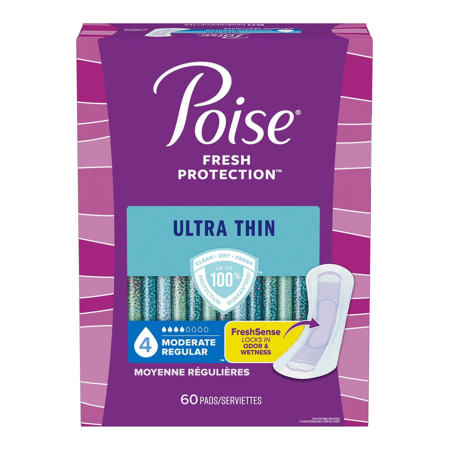 Poise® Fresh Protection™ Ultra Thin Bladder Control Pad 9.4 Inch Length Moderate Absorbency Sodium Polyacrylate Core One Size Fits Most (1160323_CS)