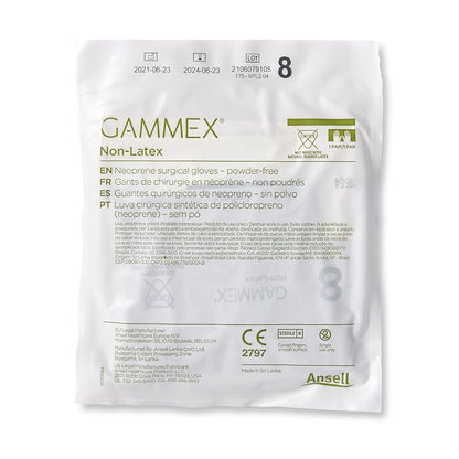 GAMMEX® Non-Latex Surgical Glove Size 8 Sterile Polyisoprene Standard Cuff Length Micro-Textured Green Chemo Tested (364347_BX)