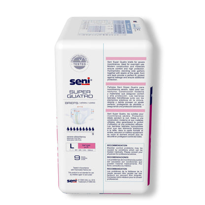 Seni® Super Quatro Unisex Adult Incontinence Brief Large Disposable Heavy Absorbency (1163835_CS)