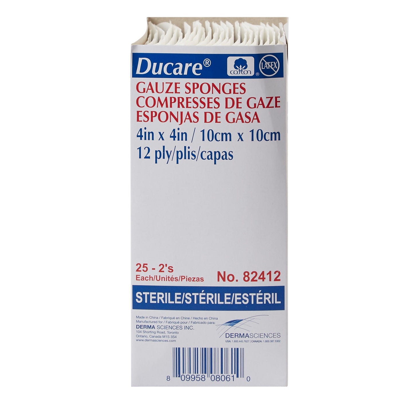 Ducare Gauze Sponge 4 X 4 Inch 12-Ply Sterile 2 per Pack (645795_BX)