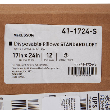 McKesson Bed Pillow 17 X 24 Inch White Single Patient Use (939596_CS)