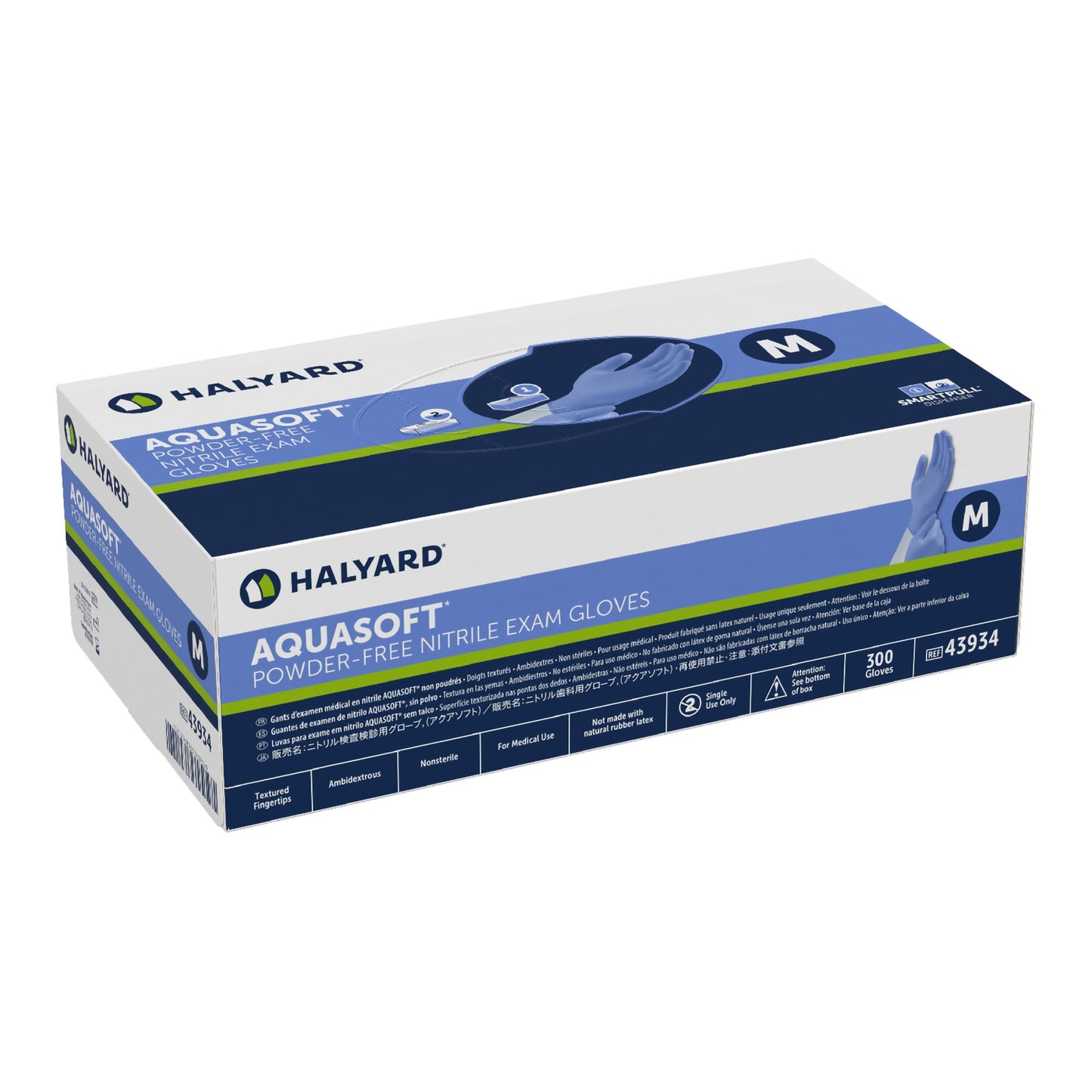 Aquasoft® Exam Glove Medium NonSterile Nitrile Standard Cuff Length Textured Fingertips Blue Chemo Tested (975530_BX)