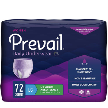 Prevail® Daily Underwear Female Adult Absorbent Underwear Pull On with Tear Away Seams Large Disposable Heavy Absorbency (889082_BG)