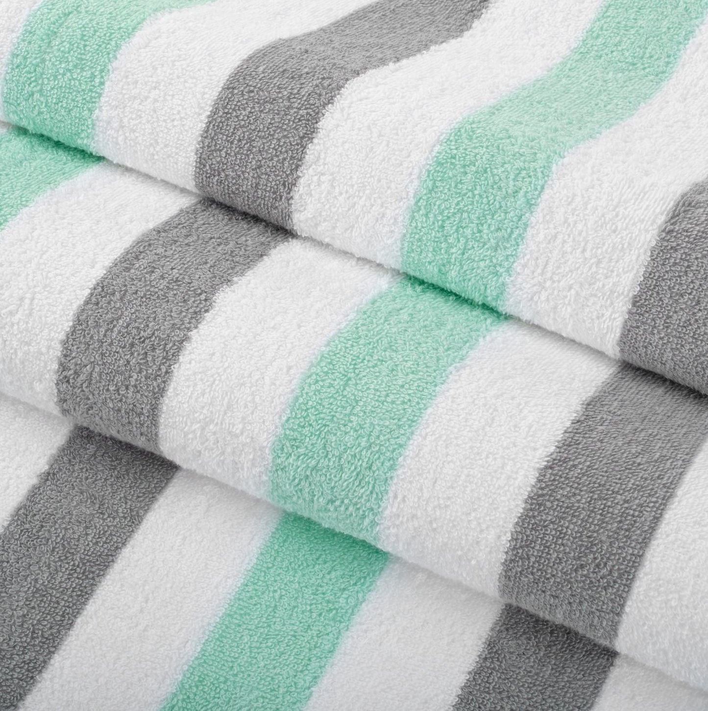 Hospeco® Cabo Cabana Beach Towel 30x70 Grey/Green, 4/Pack (CABOCABANA-GY/GR)