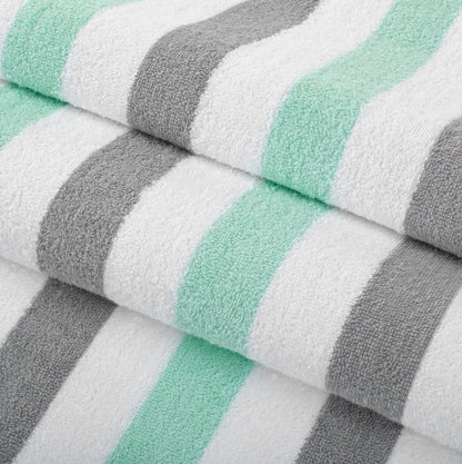 Hospeco® Cabo Cabana Beach Towel 30x70 Grey/Green, 4/Pack (CABOCABANA-GY/GR)