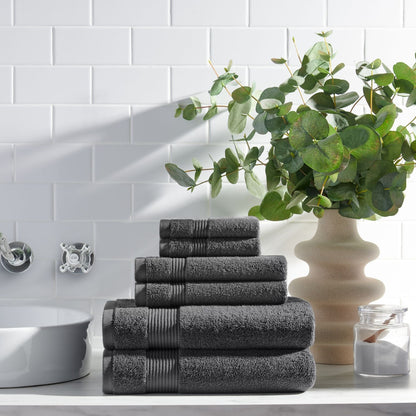 Arkwright Home® Host & Home 6pc Bath Towel Set Dark Grey, 6/Case Sets (BSET-HH-DGY-CS)