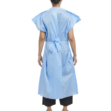 Halyard Patient Exam Gown One Size Fits Most Blue Disposable (937757_BX)