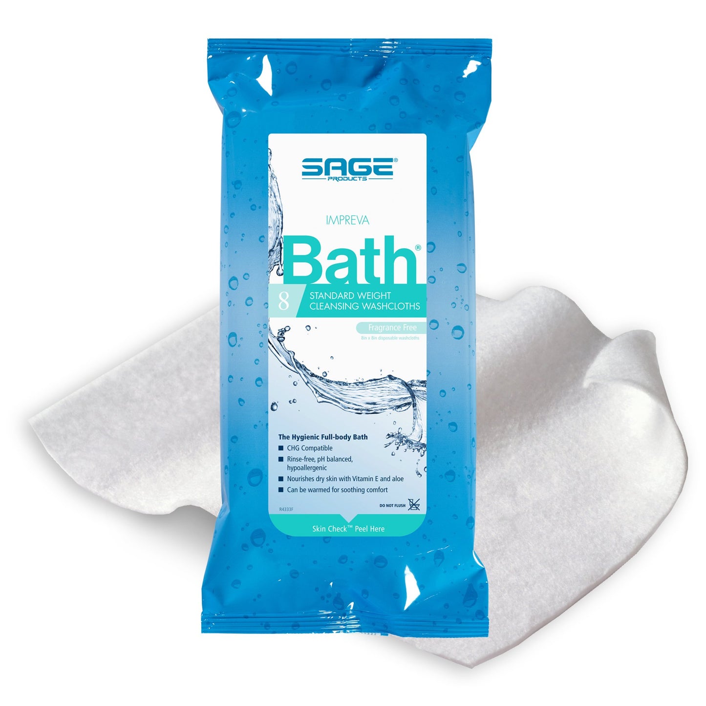 Impreva Bath™ Rinse-Free Bath Wipe Soft Pack Unscented 8 Count (474779_BX)