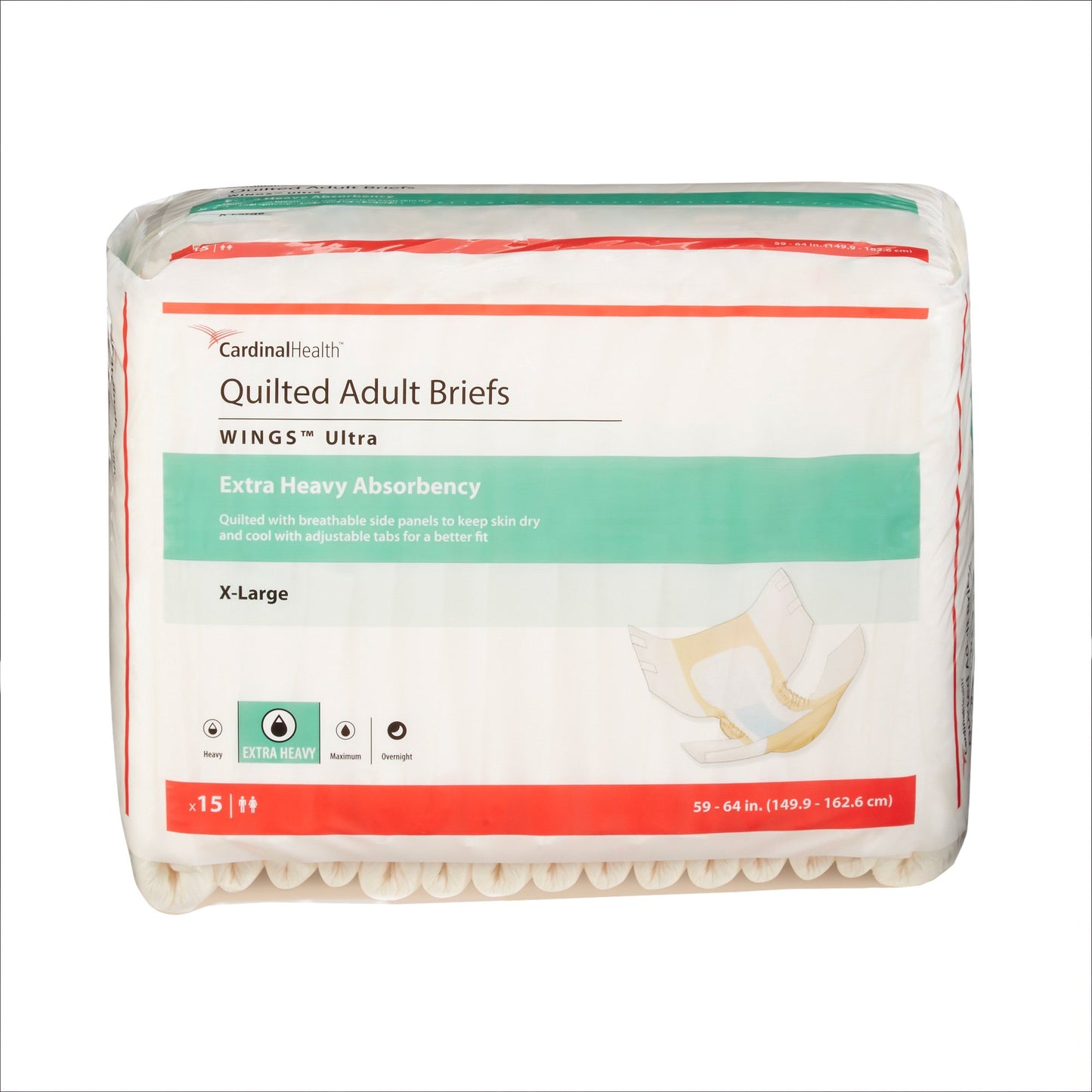 Wings™ Ultra Unisex Adult Incontinence Brief X-Large Disposable Heavy Absorbency (960582_CS)