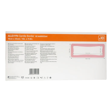 Allevyn Gentle Border Foam Dressing 4 X 10 Inch With Border Film Backing Silicone Gel Adhesive Rectangle Sterile (1062154_BX)