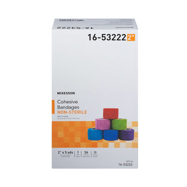 McKesson Cohesive Bandage 2 Inch X 5 Yard Self-adherent Closure Purple / Pink / Green / Light Blue / Royal Blue / Red NonSterile Standard Compression (1032955_CS)