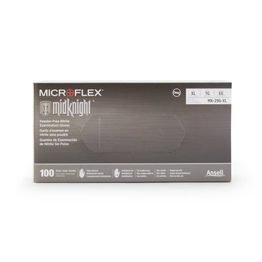 MICROFLEX® MidKnight™ Exam Glove X-Large NonSterile Nitrile Standard Cuff Length Fully Textured Black Fentanyl Tested (667878_BX)