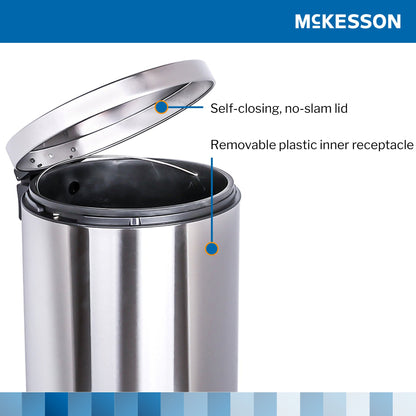 McKesson Trash Can 32 Quart / 8 gal. Silver Metal Round (1223690_EA)