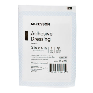 McKesson Non-Adherent Dressing with Adhesive 3 X 4 Inch Sterile 1 per Pack (1086175_BX)