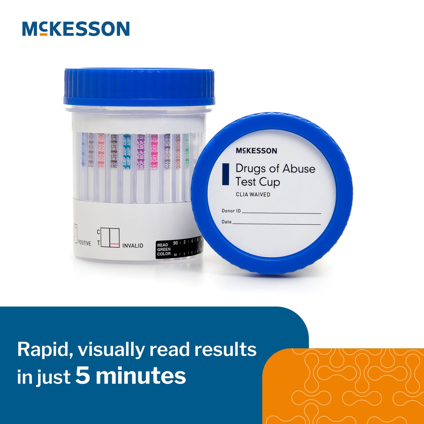 McKesson Drugs of Abuse Test Kit AMP, BUP, BZO, COC, mAMP/MET, MDMA, MTD, MOP300, OXY, THC (OX, pH, SG) 25 Tests CLIA Waived (1101531_CS)