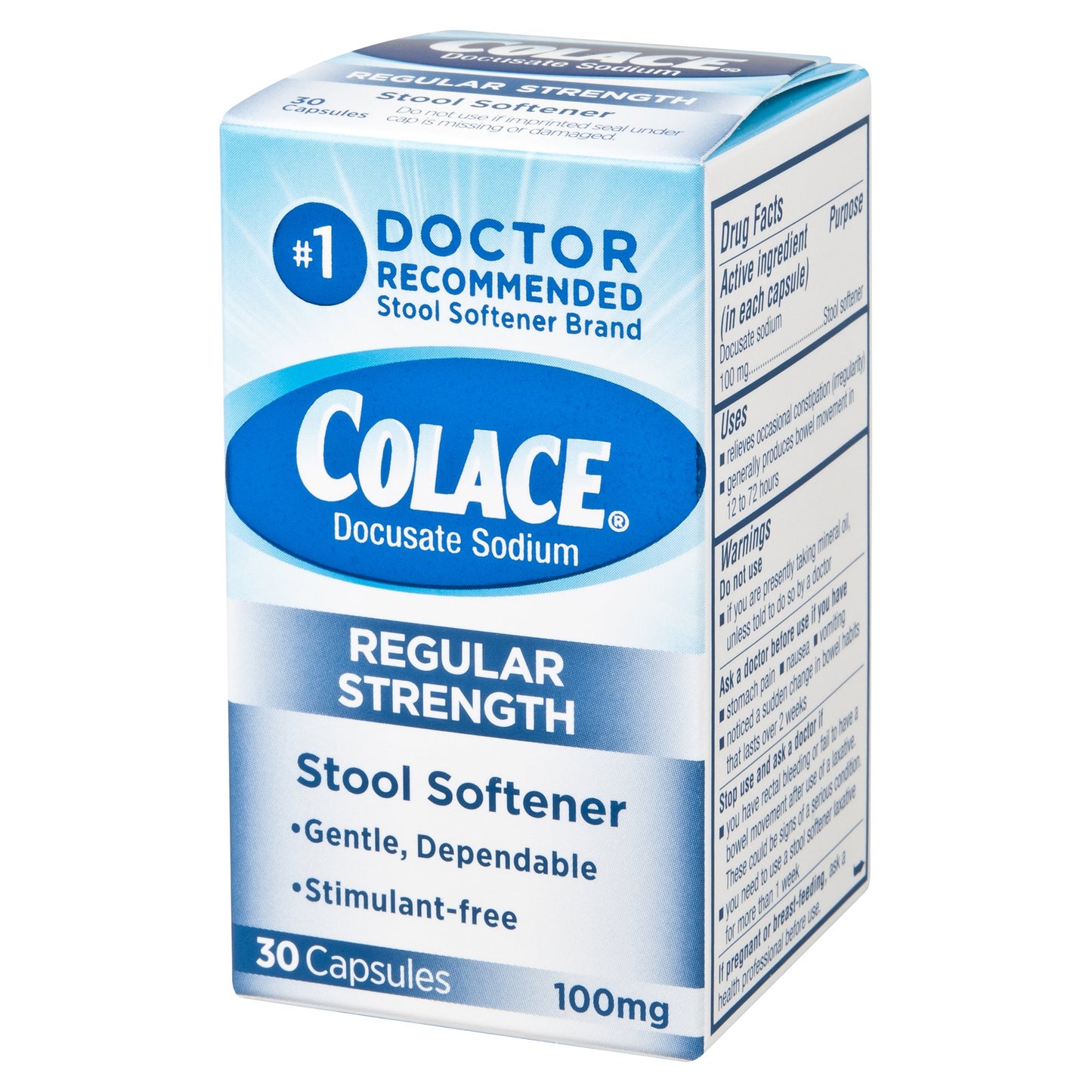 Colace® Stool Softener Capsule 30 per Box 100 mg Strength Docusate Sodium (830847_BX)
