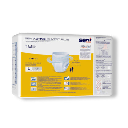 Seni® Active Classic Plus Unisex Adult Absorbent Underwear Pull On with Tear Away Seams Large Disposable Moderate Absorbency (1163842_PK)