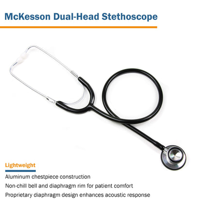 McKesson General Exam Stethoscope Black 1-Tube 22 Inch Tube Double Sided Chestpiece (1007587_EA)