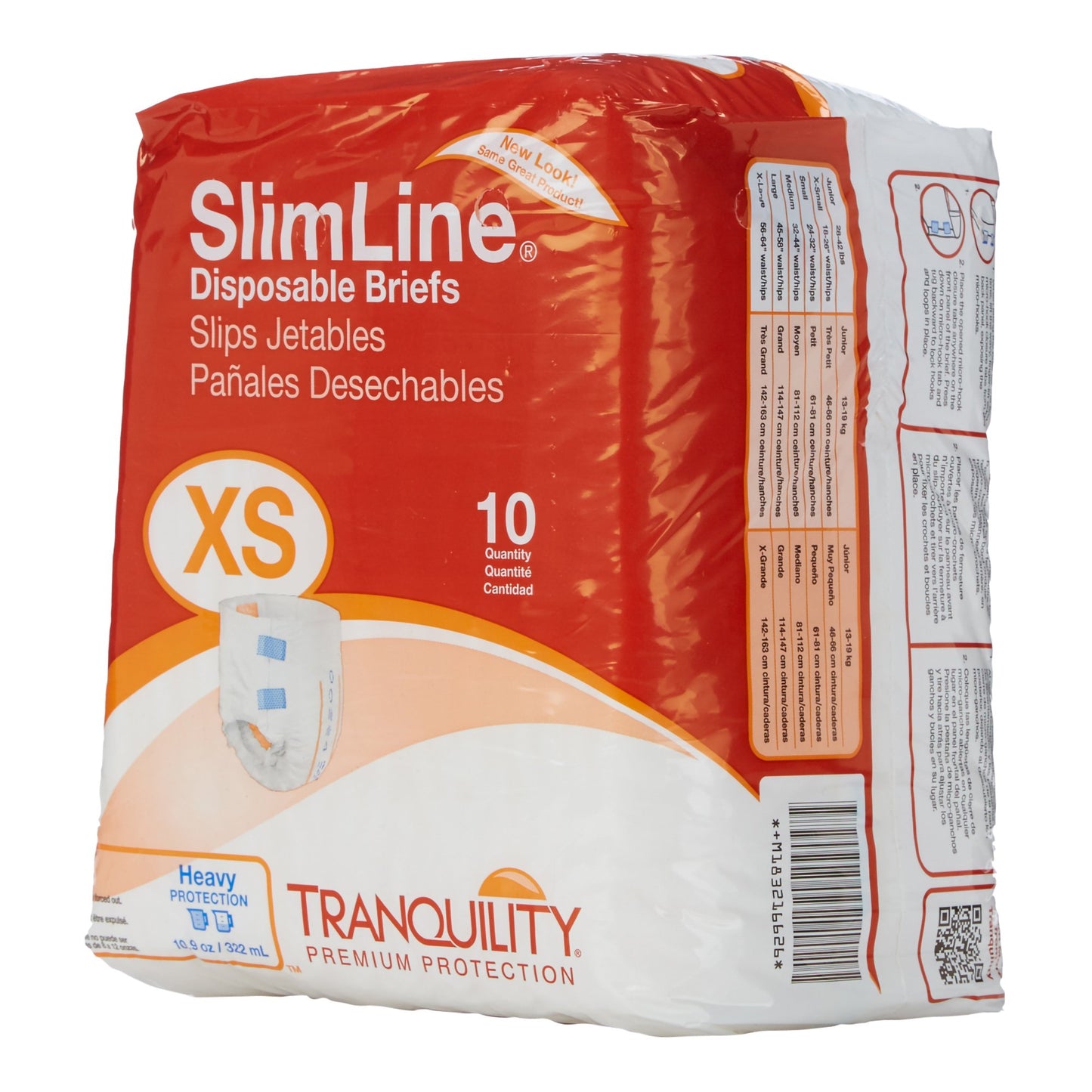 Tranquility® Slimline® Unisex Adult Incontinence Brief X-Small Disposable Heavy Absorbency (417011_CS)