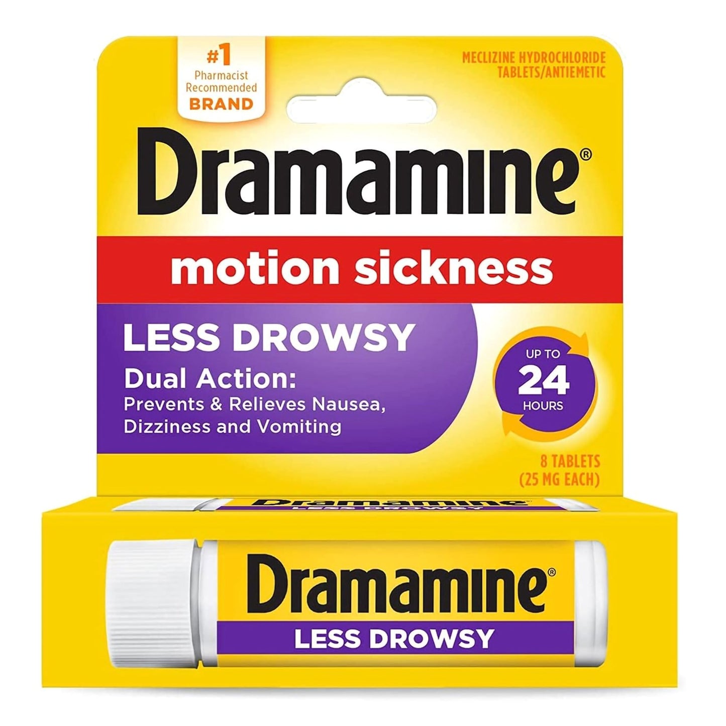Dramamine® Motion Sickness All Day Less Drowsy Nausea Relief 25 mg Strength Tablet 8 Per Box (1231452_BX)