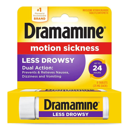 Dramamine® Motion Sickness All Day Less Drowsy Nausea Relief 25 mg Strength Tablet 8 Per Box (1231452_BX)