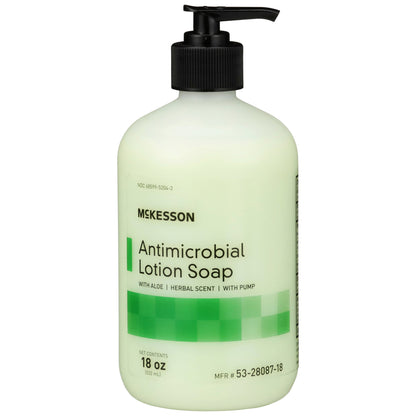McKesson Antimicrobial Soap Lotion 18 oz. Pump Bottle Herbal Scent (937908_EA)