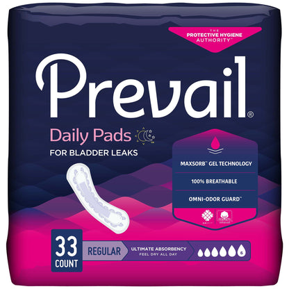 Prevail® Daily Pads Bladder Control Pad 16 Inch Length Heavy Absorbency Polymer Core One Size Fits Most (810357_PK)