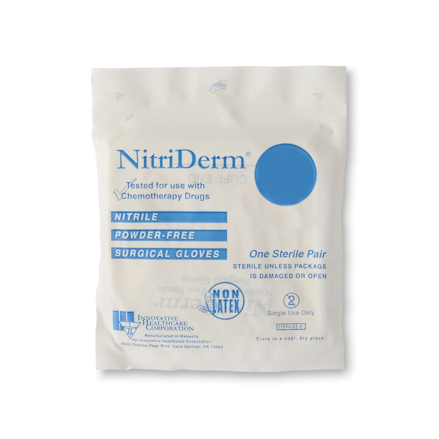 NitriDerm® Surgical Glove Size 6.5 Sterile Nitrile Standard Cuff Length Fully Textured White Chemo Tested (1162688_CS)
