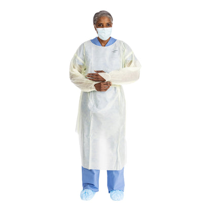 Halyard Basics Protective Procedure Gown Large Yellow NonSterile AAMI Level 2 Disposable (1204460_BG)