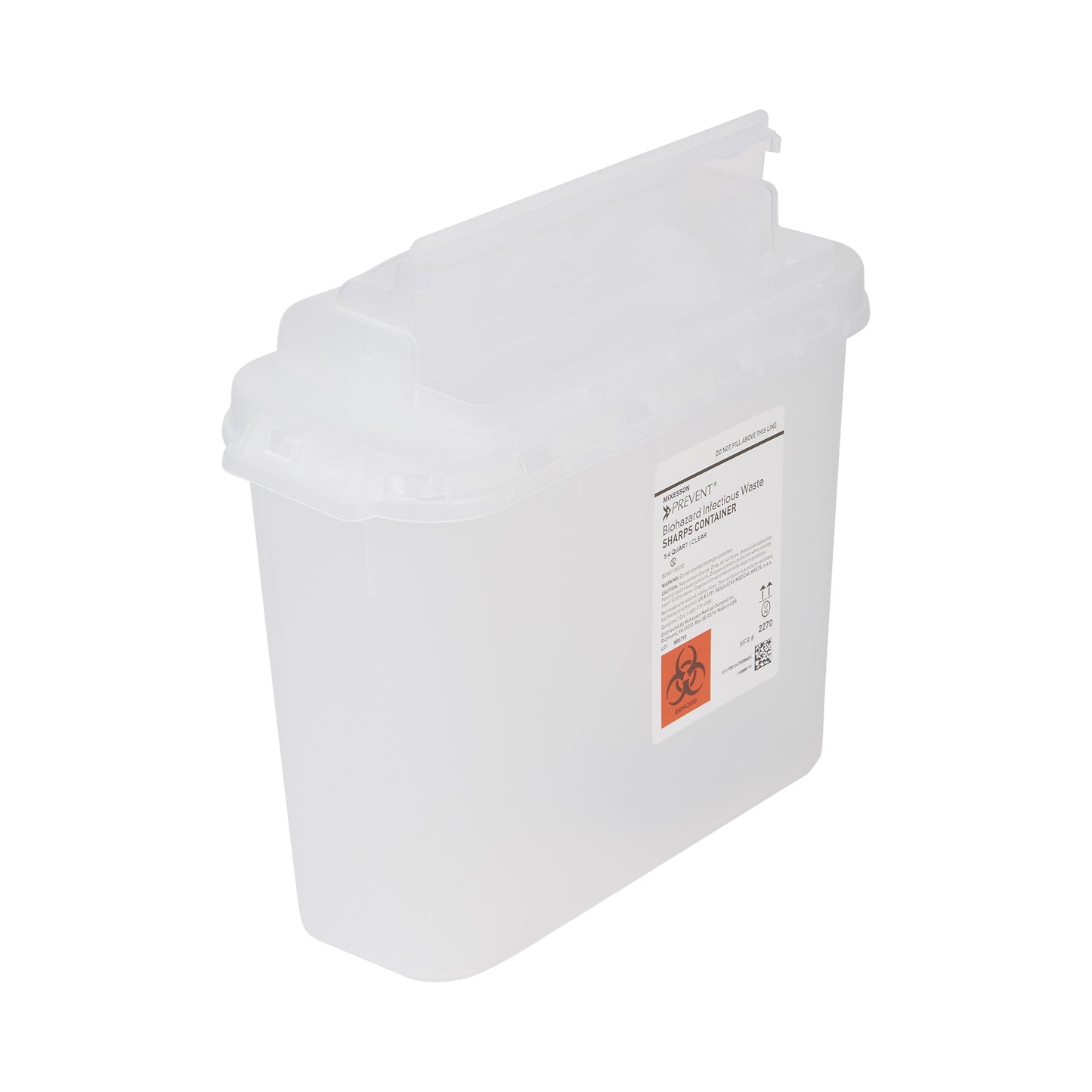 McKesson Prevent® Sharps Container Translucent Base 11 H X 12 W X 4-3/4 D Inch Horizontal Entry 1.35 Gallon (855130_CS)
