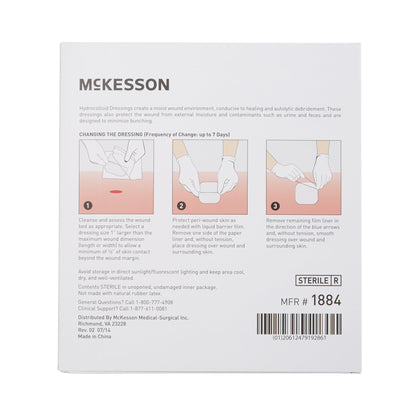 McKesson Thin Hydrocolloid Dressing Film Backing 6 X 6 Inch Square Hydrocolloid / Film (882983_CS)