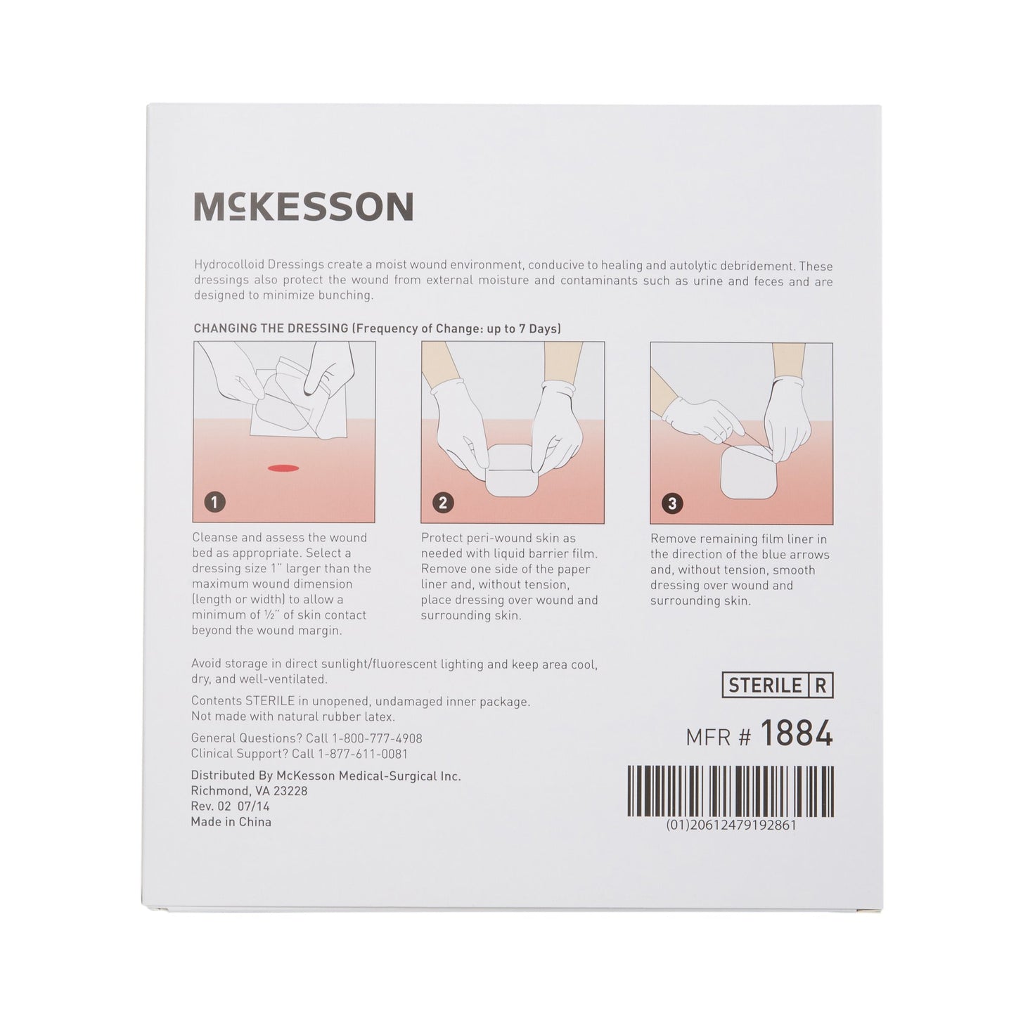 McKesson Thin Hydrocolloid Dressing Film Backing 6 X 6 Inch Square Hydrocolloid / Film (882983_BX)
