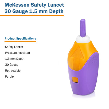 McKesson Safety Lancet 30 Gauge Retractable Pressure Activated Finger (1217983_CS)