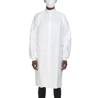 Contec® CritiGear™ Cleanroom Lab Coat White Large Knee Length Microporous Fabric Disposable (1128928_BG)