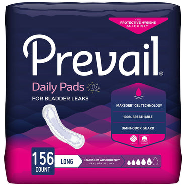Prevail® Daily Pads Bladder Control Pad 13 Inch Length Heavy Absorbency Polymer Core One Size Fits Most (810356_CS)